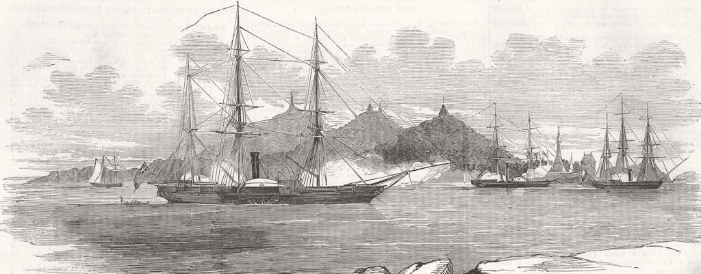 BURMA. Capture of Mottama 1852 old antique vintage print picture